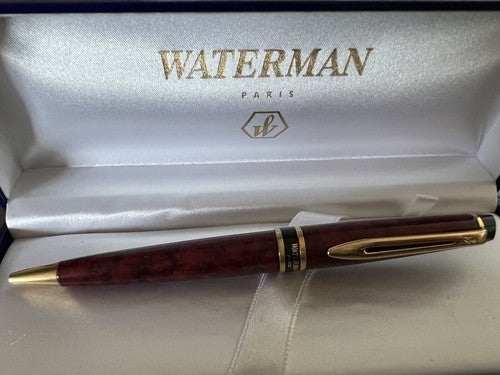 🔴 WATERMAN penna sfera Expert Dune lacca marmorizzata bordeaux profili dorati