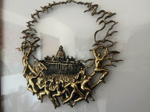 🔴 OTTAVIANI painting BASILICA ST. PETER bas-relief Rome authentic L 45X46 cm 