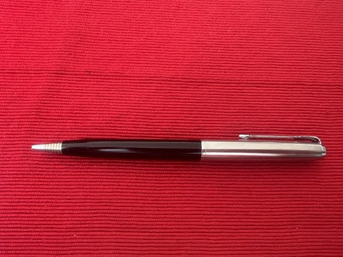 🔴 PARKER mechanical pencil pen black with yellow diamond-cut stone vintage 