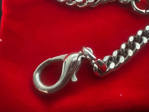 🔴 CATENA orologio tasca cromata con moschettone Lunghezza 22 cm VINTAGE