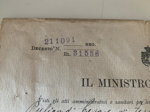 🔴 DECRETO negazione di assegno o pensione di guerra MINISTERO DEL TESORO 1923