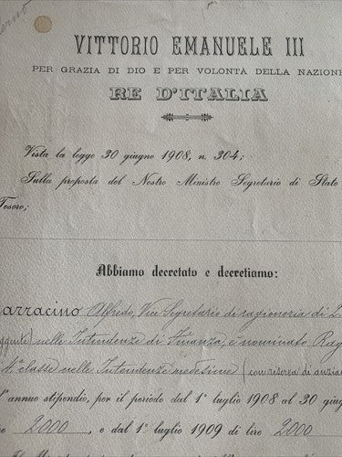 Nachweis £ Brautjungfer Vittorio Emanuele III Titel Buchhalter Finanzdekret 08 