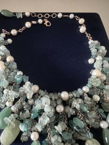 🔴 DEA GIOIELLI orecchinI collana ARGENTO placcata oro raggi QUARZO PERLE parure