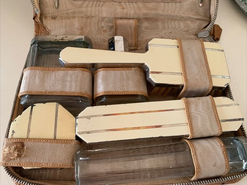 Set Travel Skin Brushes Spcchio Bottles Glass Vintage