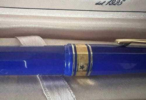 Grand-Mère Stylo-Plume Sphère Extra Résine Bleu Paysage Europeenne 1992 Limité