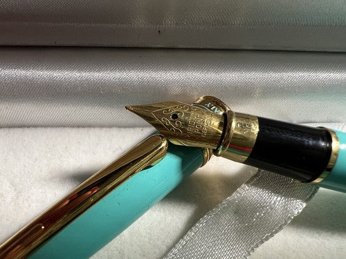 🔴 PAOLA TOMASINI penna stilografica + sfera lacca VERDE scrivono astuccio legno