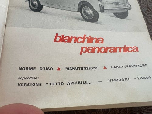 Autobianchi Bianchina Panoramica Booklet Car Use Maintenance Original