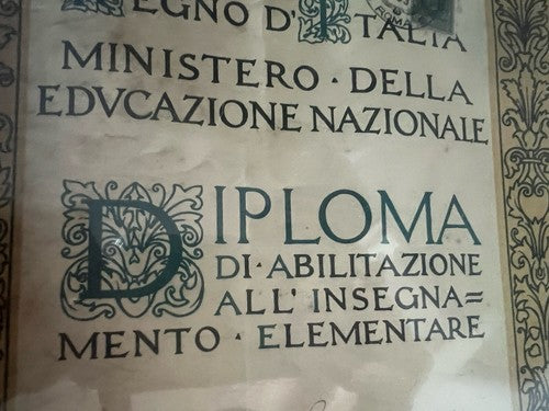 Regno D'Italie Diplôme Validation Enseignement D'Origine 21 Octobre 1933