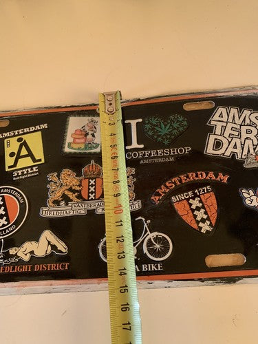 Amsterdam Panonceau Poster Publicité Display A Mur Métal Vernis Vintage