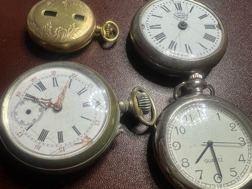 🔴 Orologi tasca SPLENDID ED ALTRI pezzi parti ricambio 4 PEZZI vintage