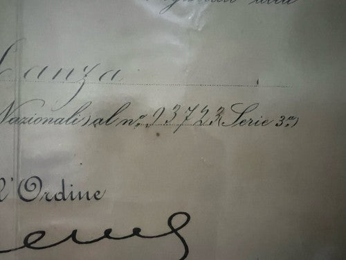 Vittorio Emanuele III Certificat Cavaliere Gran Maestro Ordre Couronne Italie