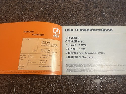 Renault 5 Booklet Car Use and Maintenance Vintage Original 2 Edition It