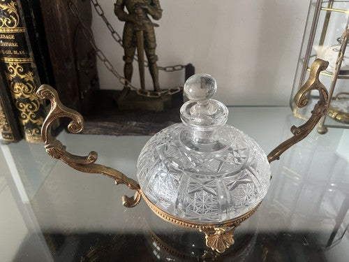 🔴 Porta profumo CRISTALLO essenza porta olio aceto tavola piedistallo vintage