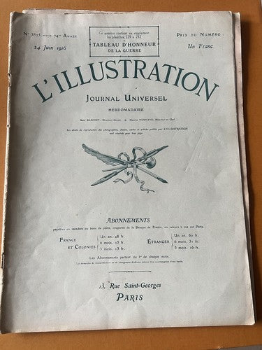 🔴 GIORNALI L'ILLUSTRATION JOURNAL UNIVERSELLE HEBDOMADAIRE weekly Paris 1916