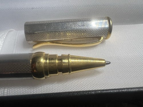 Stylo-Plume Sphère Métal Maille Facettes Lisse Guillocchè Écrit Vintage