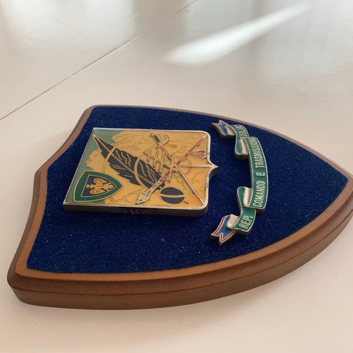 🔴 CREST MILITARE Rep. Comando E Trasmissioni Giulia scudo legno