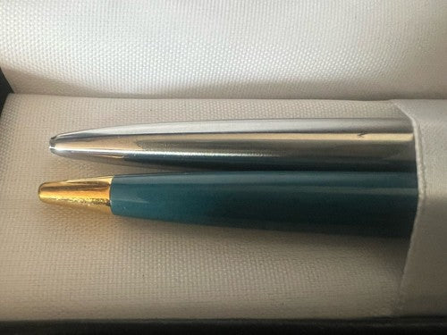 Aurora Penne Sphère Professional Chrome Et Bleu Write 2 Pièces Vintage 