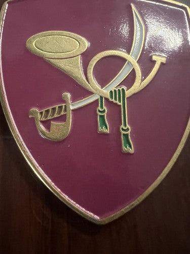 🔴 Wappen BRIGATA BERSAGLIERI GARIBALDI Schild poliertes Holz Metall Emaille H 15