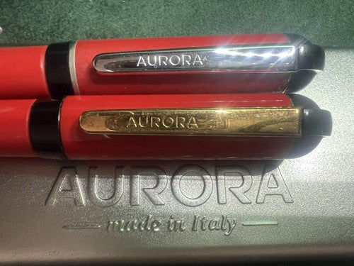 🔴 AURORA penna stilografica Idea ROSSA pennino M e sfera scrivono vintage