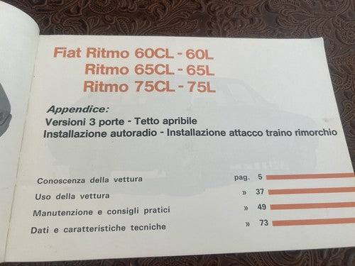 Fiat Ritmo Bedienungsanleitung, Wartung, Italienisches Original, Vintage 