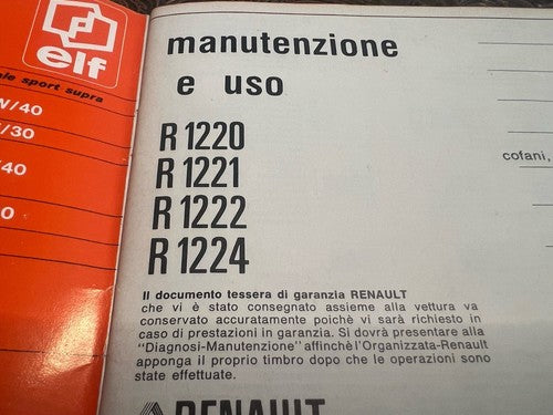 Renault 5 Booklet Car Use Maintenance Vintage Original Edition Italian