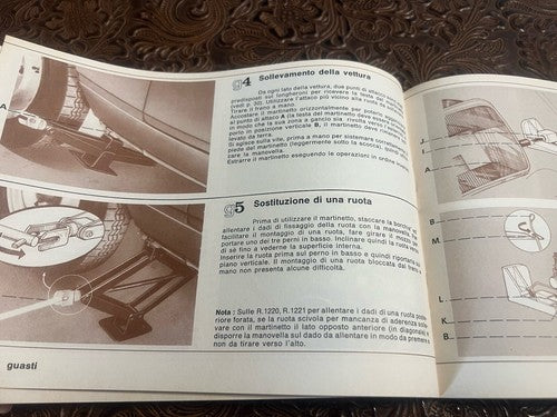 Renault 5 Livret Voiture Utilisation Entretien Rétro Original Édition Italien