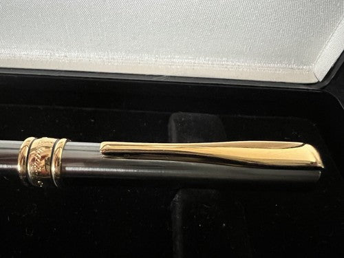 🔴 AURORA Magellan Füllfederhalter, Gunmetal-Lackierung, Goldverzierungen L 