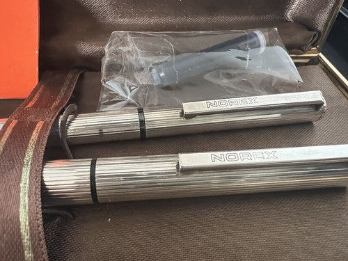 🔴 NOREX penne stilografica ARGENTO MASSICCIO 925 pennino ORO + sfera garanzia