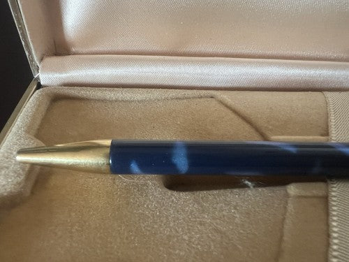 🔴 AURORA penna sfera Magellano lacca blu marmorizzata scrive vintage H