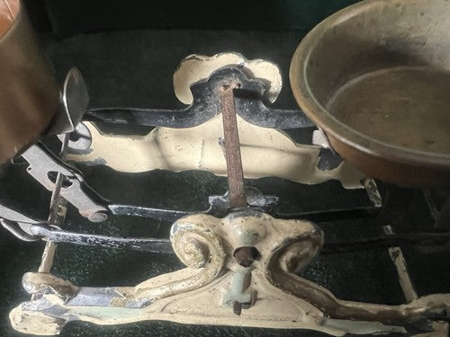 🔴 BILANCIA bilancino espositivo miniatura ghisa e smalti ULTRA RARA antica