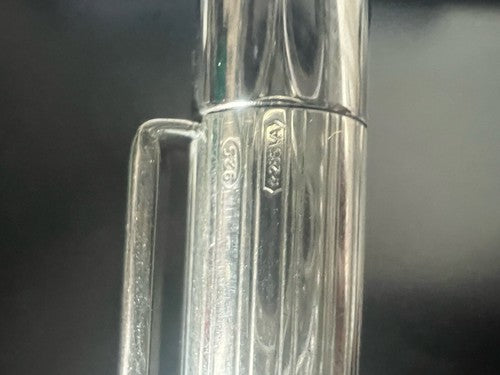 🔴 Penna sfera ARGENTO 925 MASSICCIO 925 righe pulsante a scatto scrive vintage