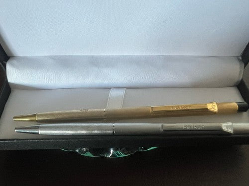 Pelikan Penne Sphère Bouton Pression Métal Doré Et Vintage Chrome 2 Penne