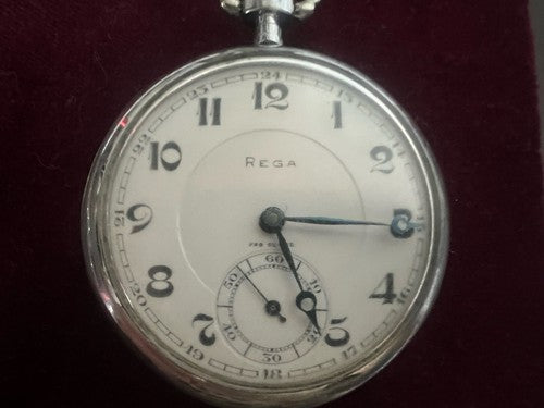 🔴 REGA orologio tasca uomo carica manuale fondello millerighe funziona vintage