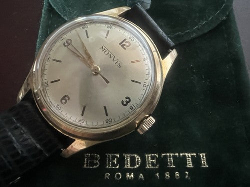 🔴 MONVIS orologio uomo automatico 35,5 mm Swiss Made vintage '60