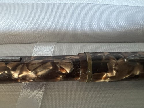 🔴 PENMAN penna stilografica celluloide nocciola leva scrive USA vintage