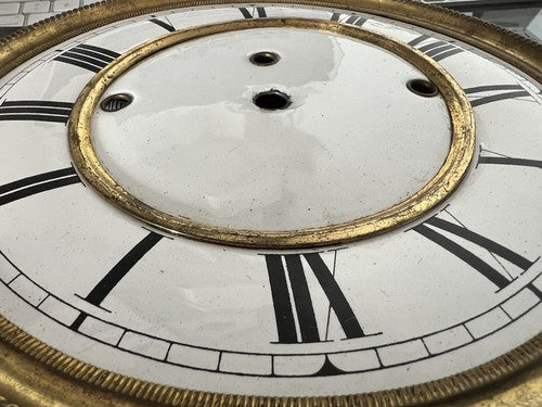 🔴 QUADRANTE orologio pendolo muro parete smaltato bordi ottone 4 fori vintage