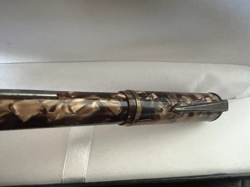 🔴 PENMAN penna stilografica celluloide nocciola leva scrive USA vintage