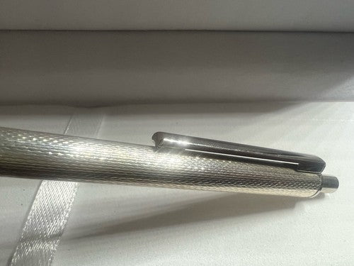🔴 Penna sfera ARGENTO MASSICCIO 925 guillocchè meccanismo pulsante scrive 13
