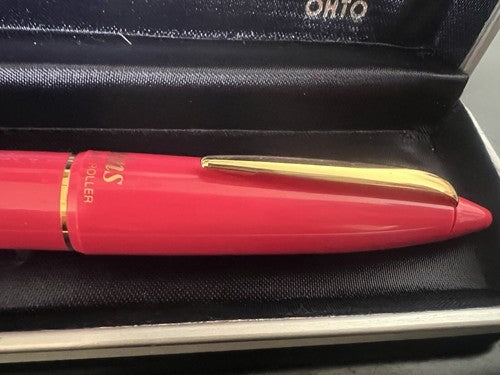 Ohto Stylo-Plume Sphere Roller Eins Z.10 Rose Profiles Doré Écrit Avec Étui 
