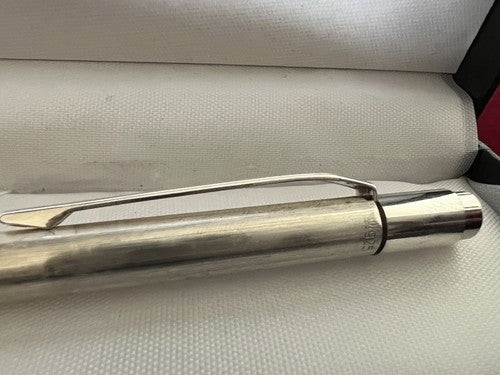 Stylo-Plume Sphère Argent Massif 925 Rayures Mécanisme Bouton Snap Vintage 8