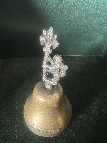🔴 Glocke aus Metall, Lilienmotiv, Florenz, 4,2 cm hoch, 7,5 cm breit, Vintage 