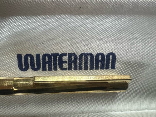 Waterman Stylo-Plume Sphère Torsadé Plaqué Or Facettes Avec Trousse Vintage