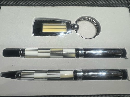 🔴 Lackierter Kugelschreiber und Rollerball-Stift mit Schlüsselanhänger und Geschenkbox 