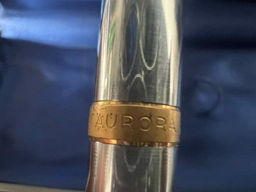 🔴 AURORA penna sfera a scattol cromata scrive con astuccio vintage