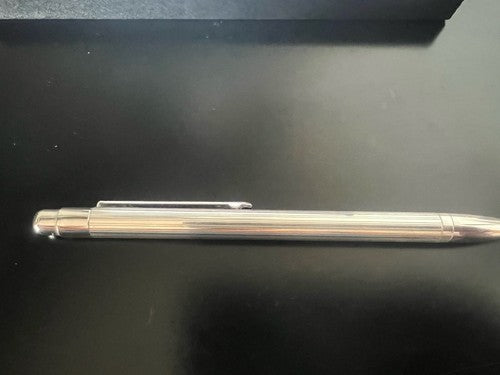 🔴 Penna sfera ARGENTO 925 MASSICCIO 925 righe pulsante a scatto scrive vintage