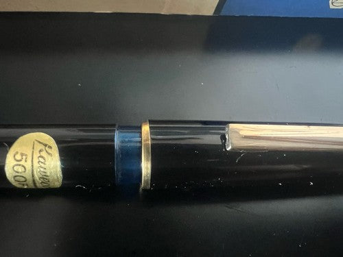 🔴 KAWECO penna stilografica 500F nera pistone oblò azzurro vintage 1970 SCRIVE