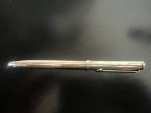 Nova Stylo-Plume Sphère Plaqué Argent Mille Rayures Mécanisme À Rotation Écrit