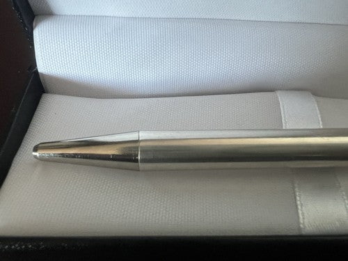 🔴 Kugelschreiber aus 925er Sterlingsilber, satiniert, glänzende Konturen, Druckknopf 21 