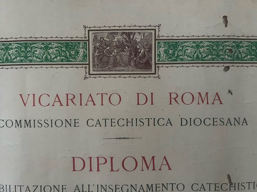 Diplôme Vicariato de Rome Validation Enseignement D'Origine 31. Mai 1933