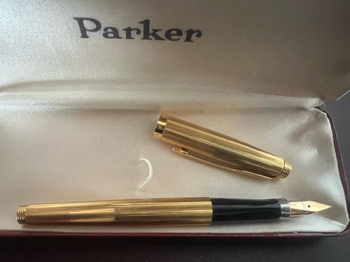 🔴 PARKER penna stilografica 75 placcata oro numerata pennino ORO 14 KT F nuova
